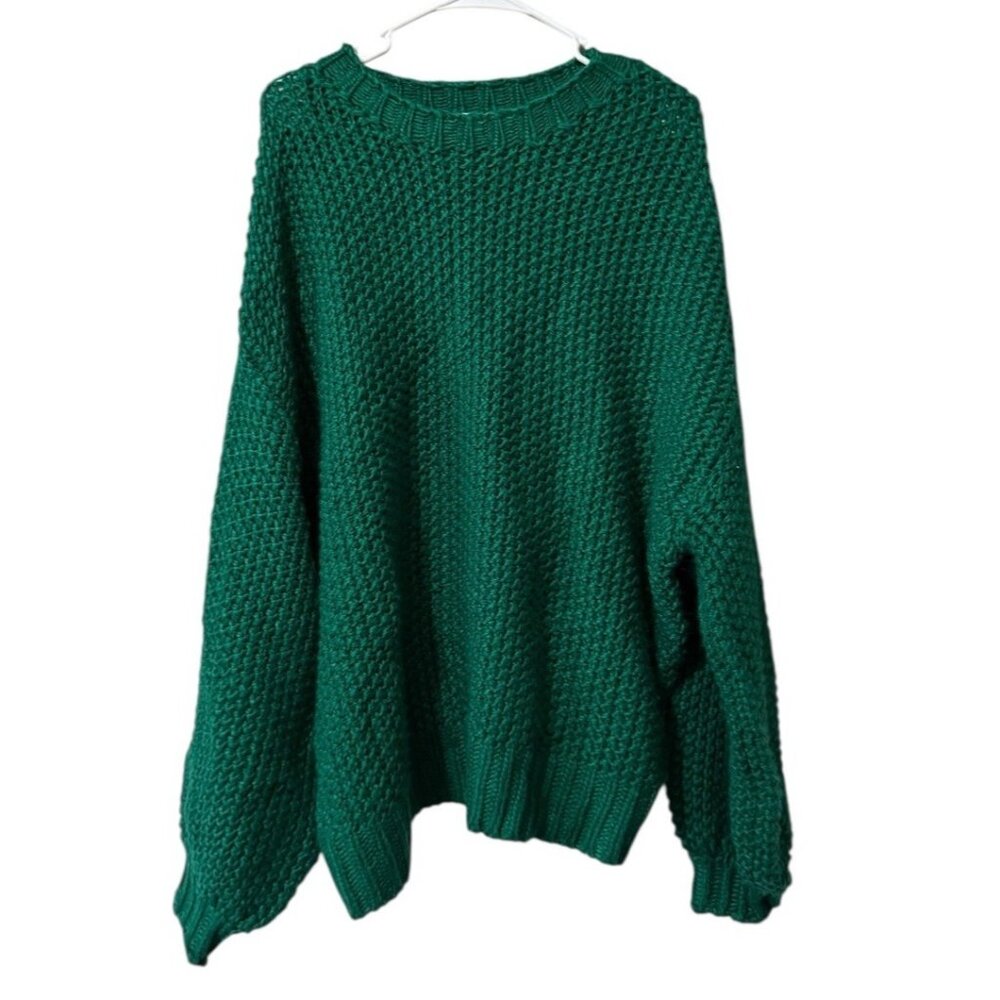 Altard State Women Size Large  Oversized Chunky Knit Green Sweater Cozy Cottage‎